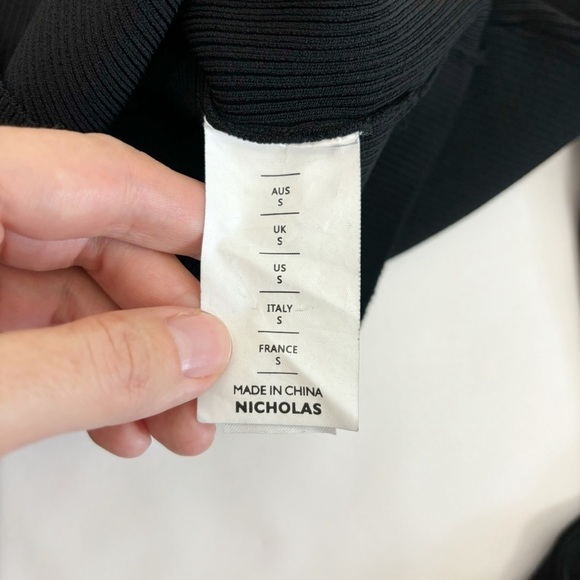 NICHOLAS Cosima Long Sleeve Ribbed Lace Up Top in Black Size S - Picture 8 of 11